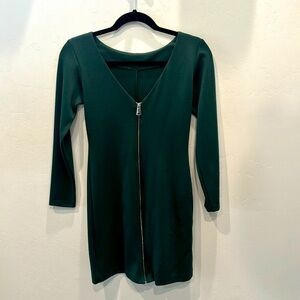 Amanda Uprichard, small, form fitting long sleeve green dress with back zipper